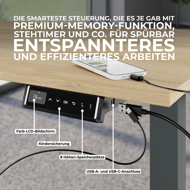 ART Chef-Schreibtisch mit Sideboard | 2130 x 1800 mm, elektrisch höhenverstellbar, Wildeiche - 20 Main Image