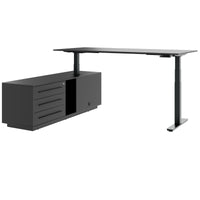 ART Chef-Schreibtisch mit Sideboard | 2240 x 1800 mm, elektrisch höhenverstellbar, Dunkelgrau
