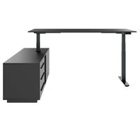 ART Chief desk with sideboard | 2240 x 1800 mm, electrically height adjustable, anthracite