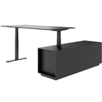 ART Chief desk with sideboard | 2240 x 1800 mm, electrically height adjustable, anthracite