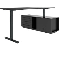 ART Chief desk with sideboard | 2240 x 1800 mm, electrically height adjustable, anthracite