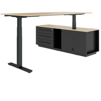 ART Chief desk with sideboard | 2240 x 1800 mm, electrically height adjustable, wild oak