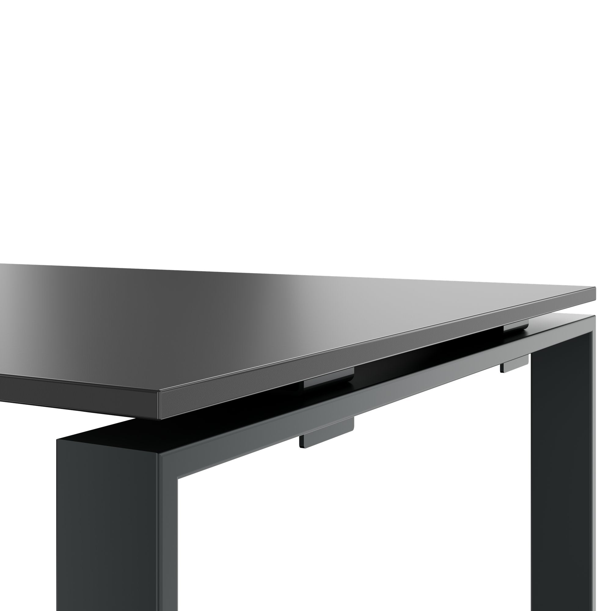 ART Chefschreibtisch | 2240 x 1800 mm, Integriertes Lowboard, Dunkelgrau