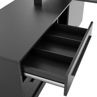 ART Chefschreibtisch | 2240 x 1800 mm, Integriertes Lowboard, Dunkelgrau