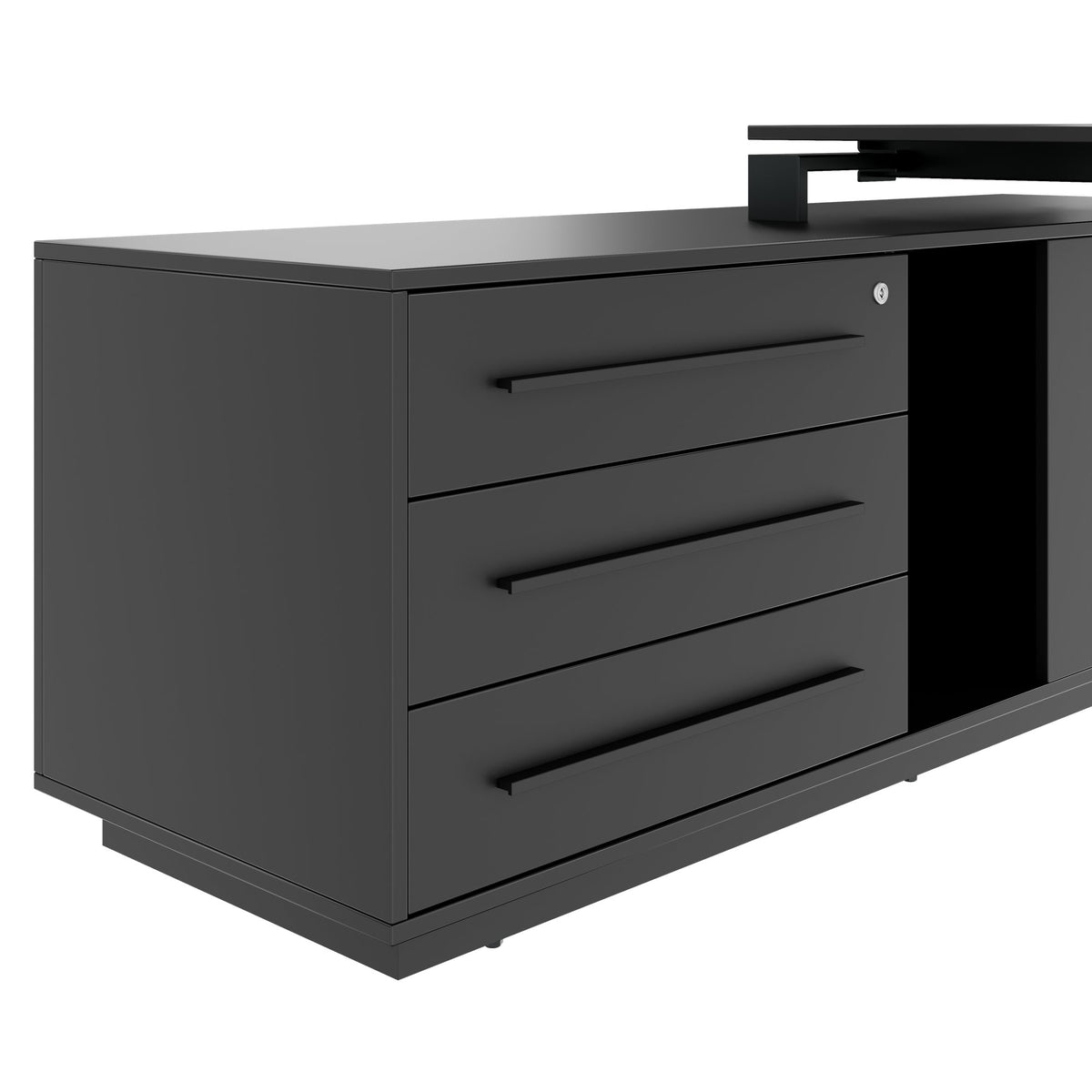 ART Bureau de direction | 2240 x 1800 mm, meuble bas intégré, gris foncé  - 9 Lightbox Main Image