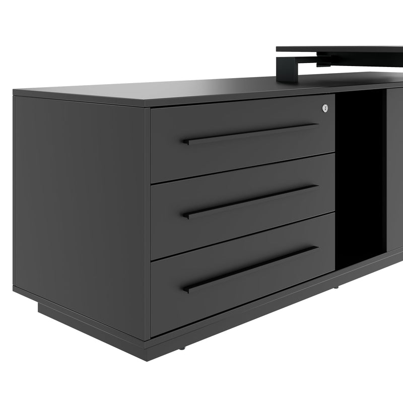 ART Bureau de direction | 2240 x 1800 mm, meuble bas intégré, gris foncé  - 9 Main Image