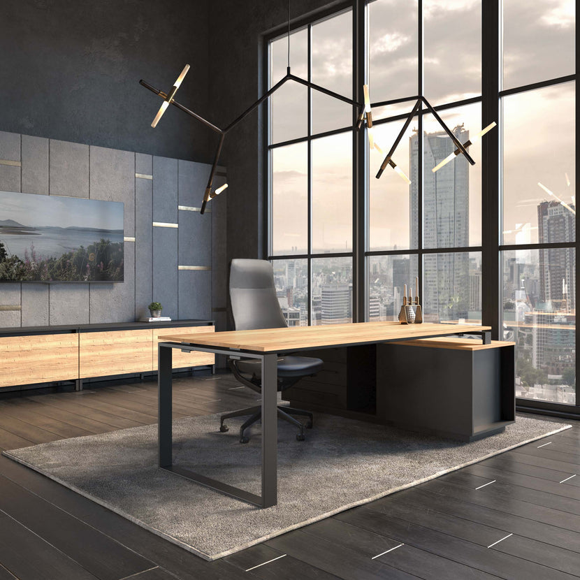 ART Descrizione principale | 2240 x 1800 mm, integrated lowboard, wild oak dark gray