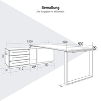 ART Chief description | 2240 x 1800 mm, integrated lowboard, anthracite