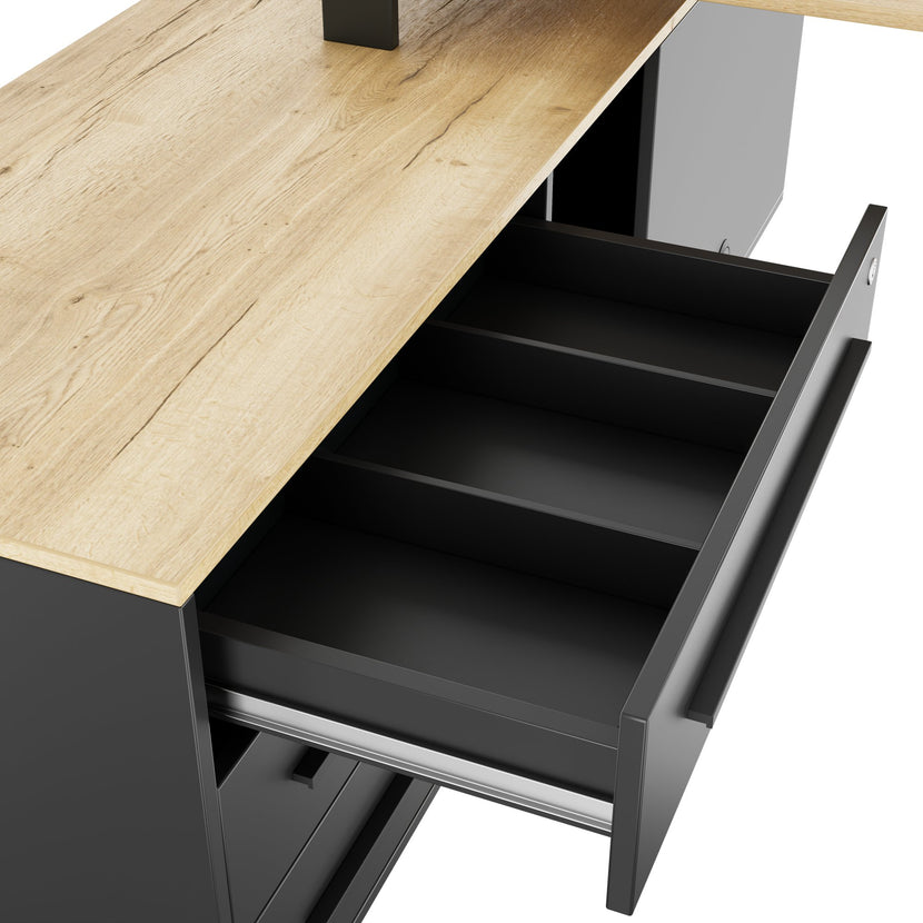 ART Descrizione principale | 2240 x 1800 mm, integrated lowboard, wild oak dark gray
