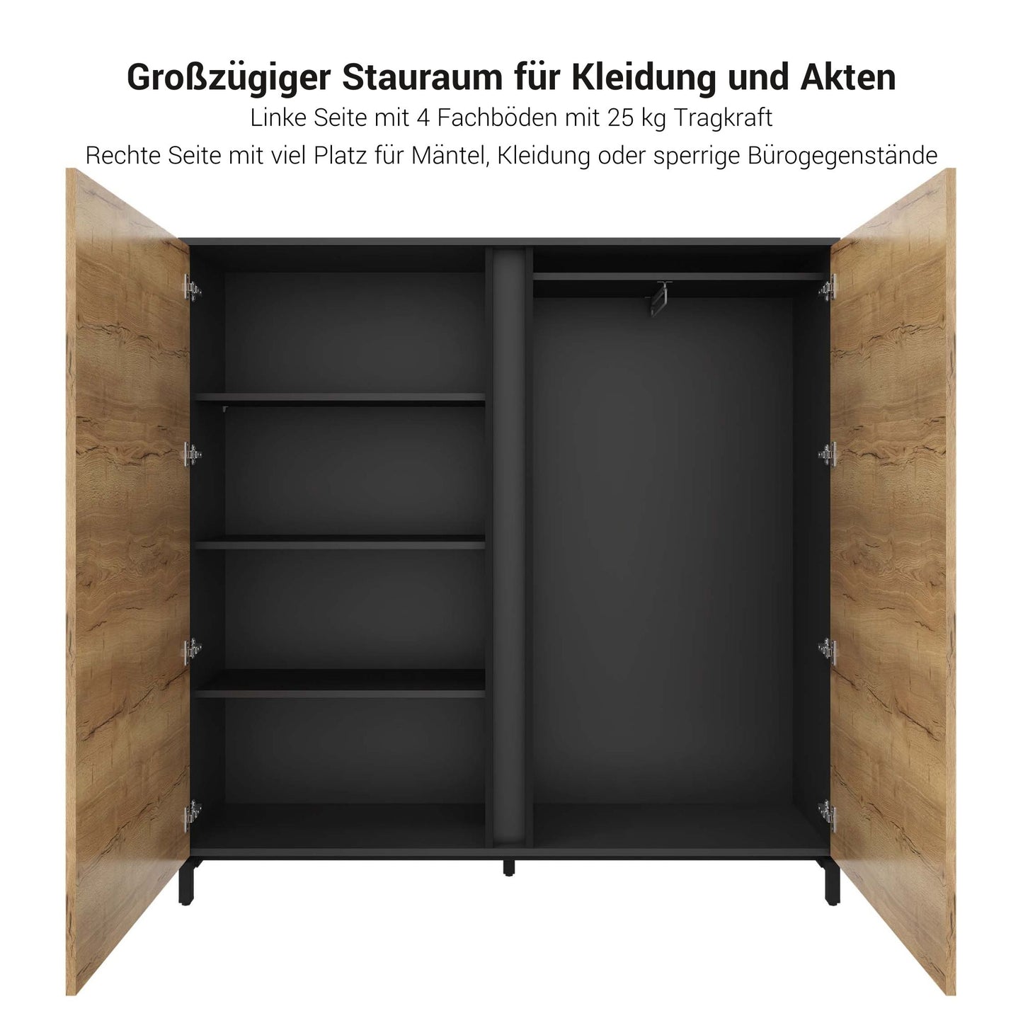 ART Garderobenschrank | 4 OH, 1600 x 1760 mm, Wildeiche-Dunkelgrau