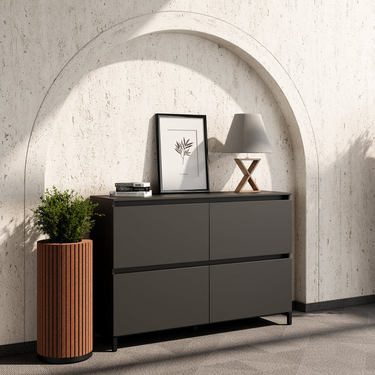ART Highboard | 2 OH, 1600 x 1080 mm, Dunkelgrau - 2 Lightbox Main Image