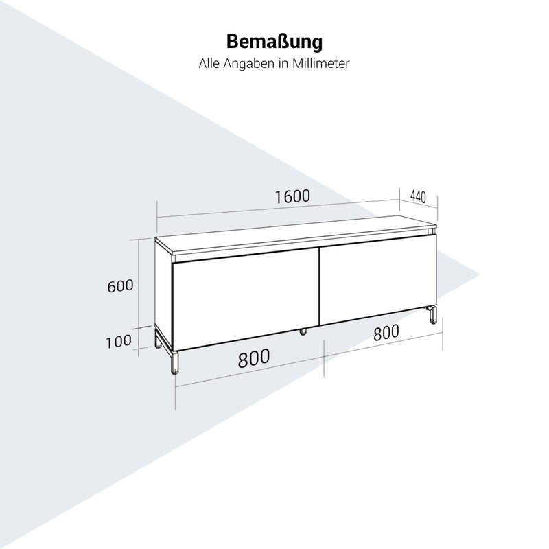 ART Lowboard | 1 OH, 1600 x 600 mm, Dunkelgrau - 10 Main Image