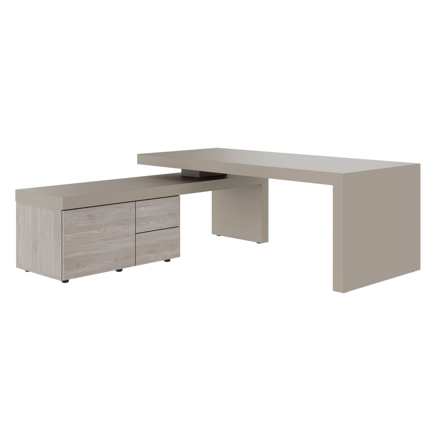 Scrivania da direttore ATICA | 2000 x 2000 mm, mobile basso integrato