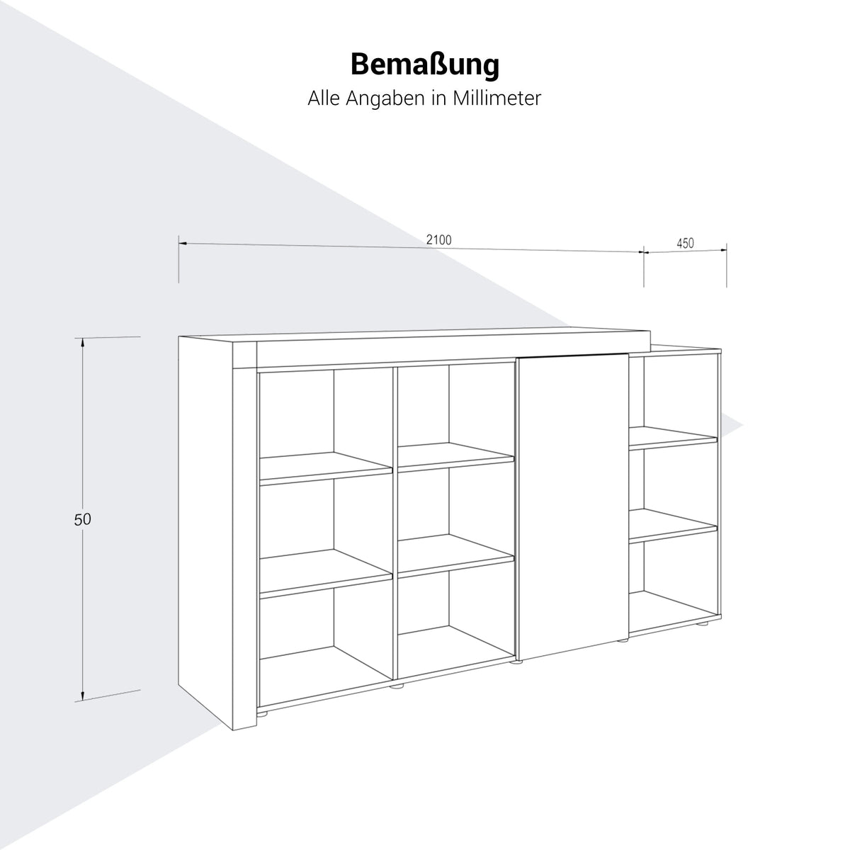 ATICA Combination Cabinet | 2100 x 750 mm, door with push-to-open mechanism, top panel - 7 Lightbox Main Image