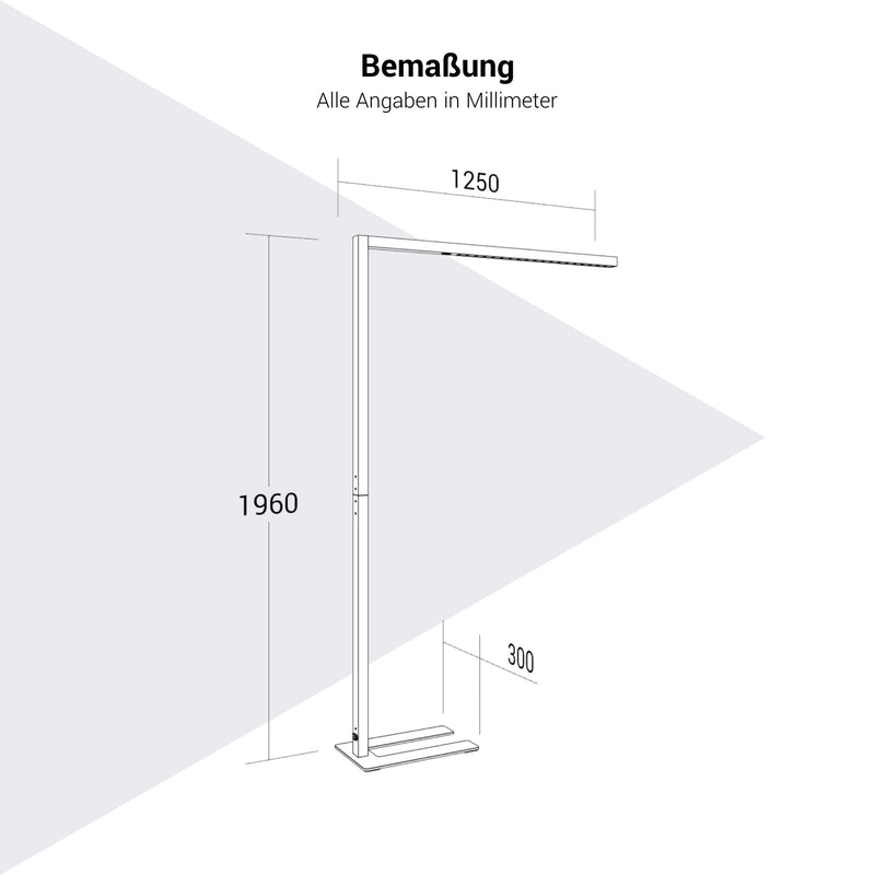 Lampe de bureau sur pied AURORA DUO | 1250 x 1960 mm, 12 244 lumens, Tunable White, éclairage HCL - 8 Main Image