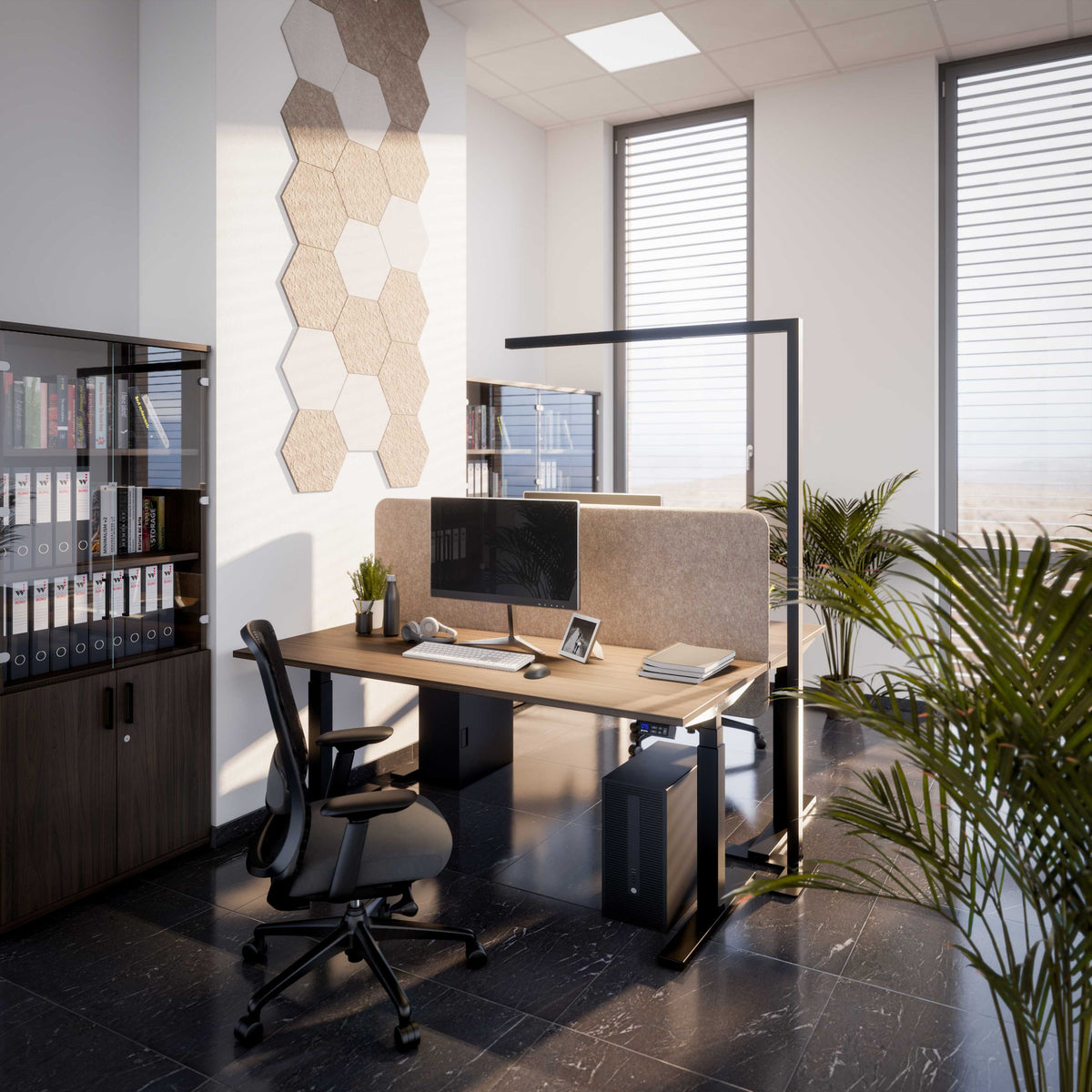 Lampe de bureau sur pied AURORA DUO | 1250 x 1960 mm, 12 244 lumens, Tunable White, éclairage HCL - 12 Lightbox Main Image