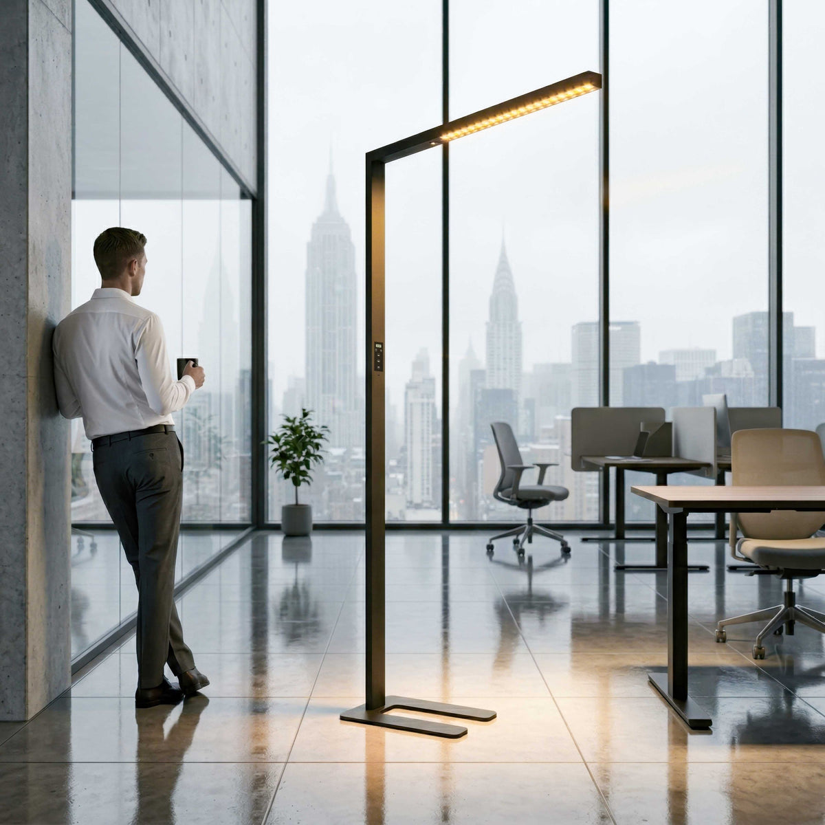 Lampe de bureau sur pied AURORA DUO | 1250 x 1960 mm, 12 244 lumens, Tunable White, éclairage HCL - 13 Lightbox Main Image