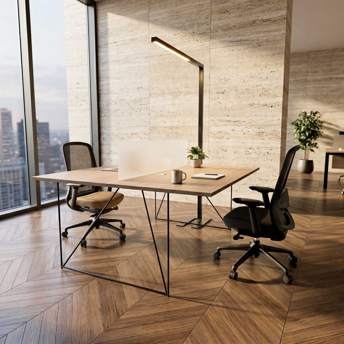 Lampe de bureau sur pied AURORA DUO | 1250 x 1960 mm, 12 244 lumens, Tunable White, éclairage HCL - 15 Lightbox Main Image