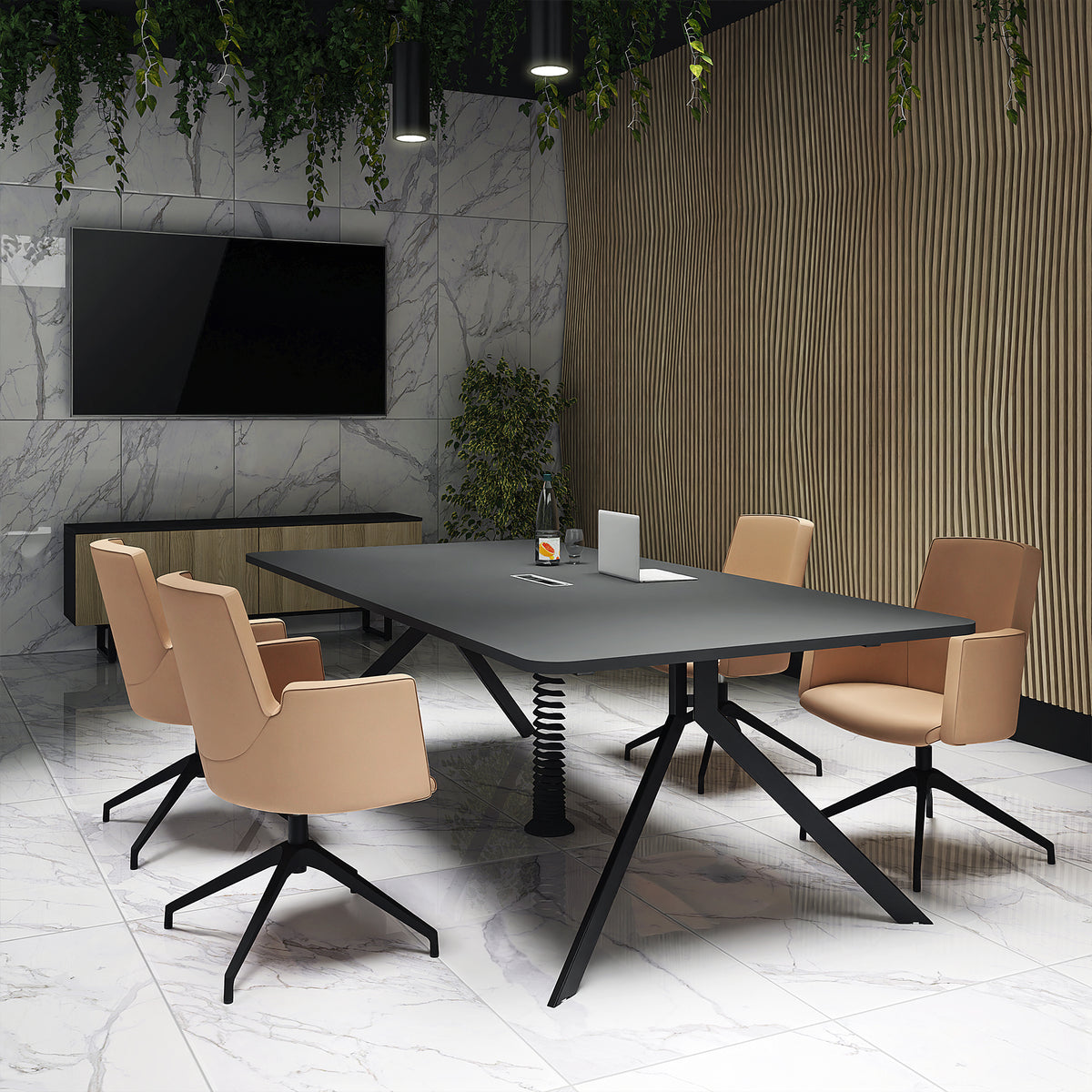 AXY Konferenztisch | 1600-2400 mm, drei Gestellvarianten, optionale Mediabox