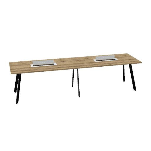 AXY Konferenztisch | 2800-4800 mm, drei Gestellvarianten, optionale Mediabox