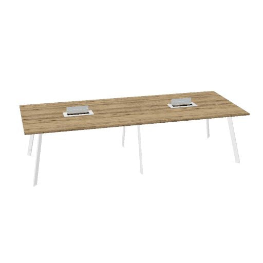 AXY Konferenztisch | 2800-4800 mm, drei Gestellvarianten, optionale Mediabox