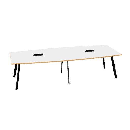 Table de conférence AXY | 2800-4800 mm, trois variantes de piètement, boîtier multimédia en option