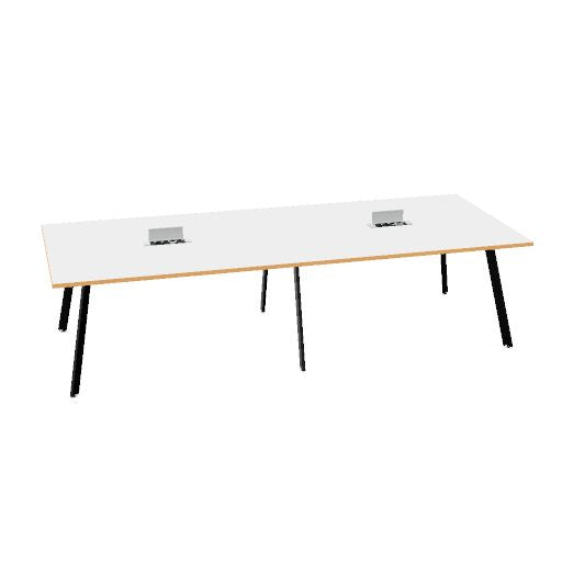 Table de conférence AXY | 2800-4800 mm, trois variantes de piètement, boîtier multimédia en option