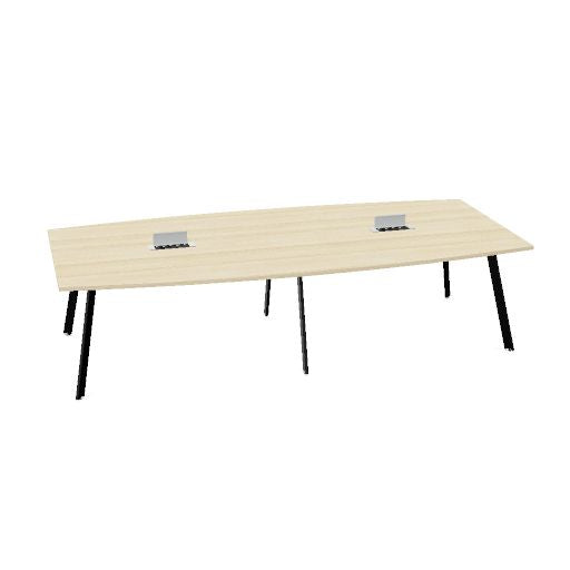 Table de conférence AXY | 2800-4800 mm, trois variantes de piètement, boîtier multimédia en option