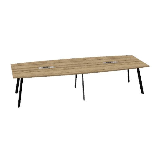 Table de conférence AXY | 2800-4800 mm, trois variantes de piètement, boîtier multimédia en option