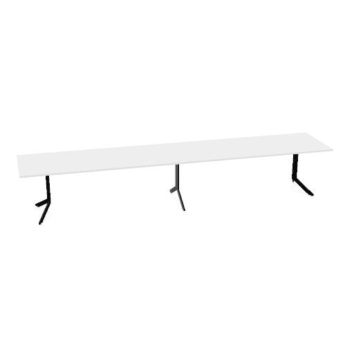 Table de conférence AXY | 2800-4800 mm, trois variantes de piètement, boîtier multimédia en option