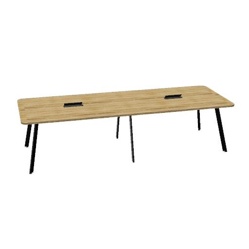 Table de conférence AXY | 2800-4800 mm, trois variantes de piètement, boîtier multimédia en option