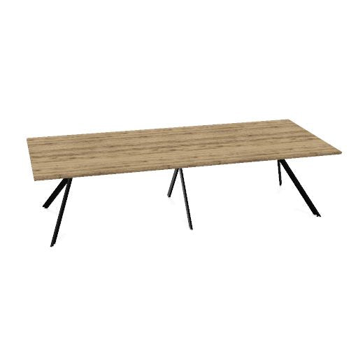 Table de conférence AXY | 2800-4800 mm, trois variantes de piètement, boîtier multimédia en option