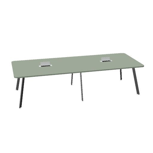 Table de conférence AXY | 2800-4800 mm, trois variantes de piètement, boîtier multimédia en option