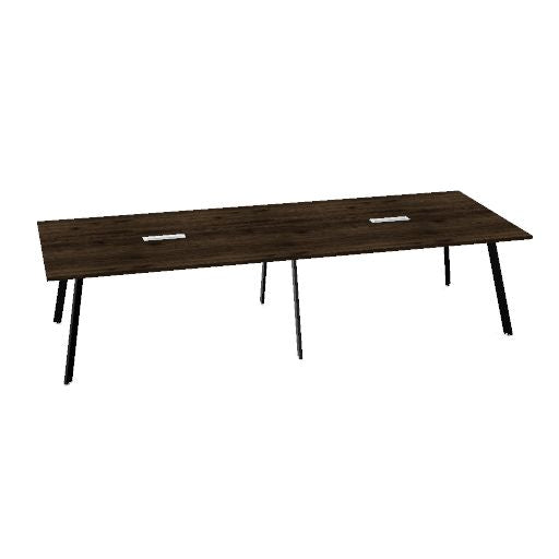 Table de conférence AXY | 2800-4800 mm, trois variantes de piètement, boîtier multimédia en option