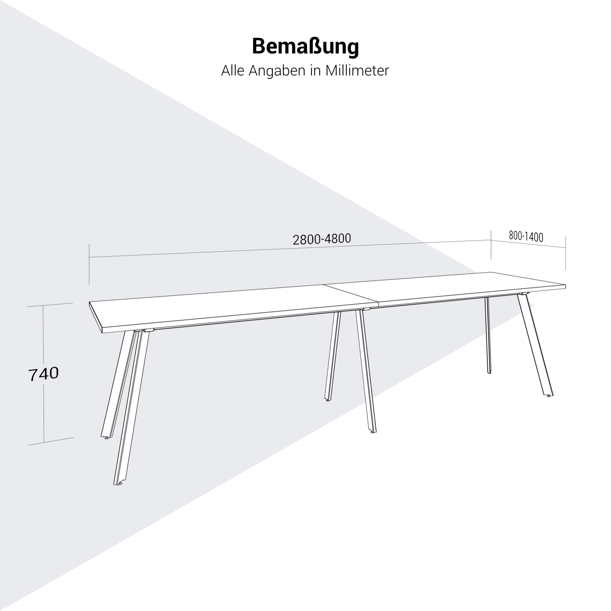 AXY Konferenztisch | 2800-4800 mm, drei Gestellvarianten, optionale Mediabox