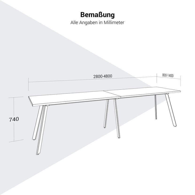 AXY Konferenztisch | 2800-4800 mm, drei Gestellvarianten, optionale Mediabox