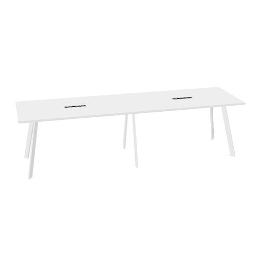 AXY Konferenztisch | 2800-4800 mm, drei Gestellvarianten, optionale Mediabox
