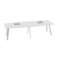 AXY Konferenztisch | 2800-4800 mm, drei Gestellvarianten, optionale Mediabox