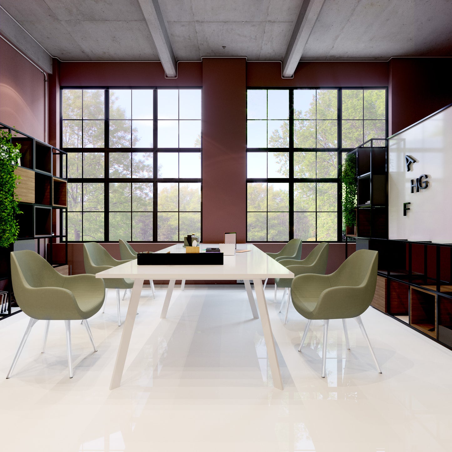 AXY Konferenztisch | 2800-4800 mm, drei Gestellvarianten, optionale Mediabox