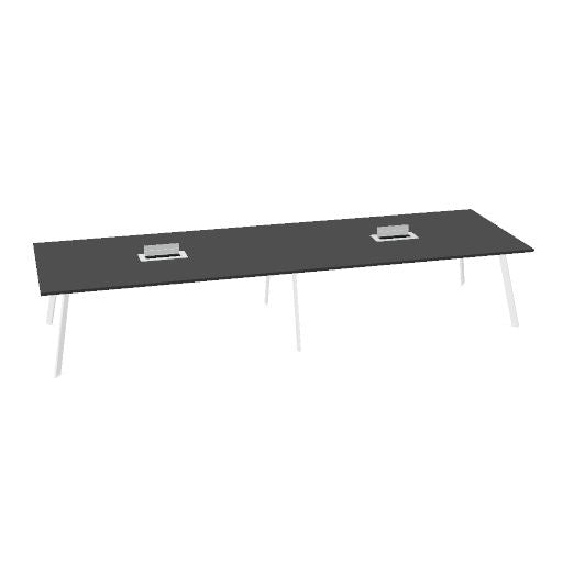 AXY Konferenztisch | 2800-4800 mm, drei Gestellvarianten, optionale Mediabox