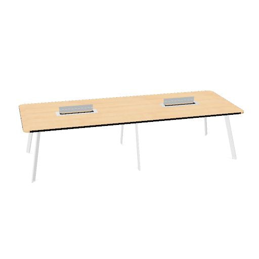 AXY Konferenztisch | 2800-4800 mm, drei Gestellvarianten, optionale Mediabox