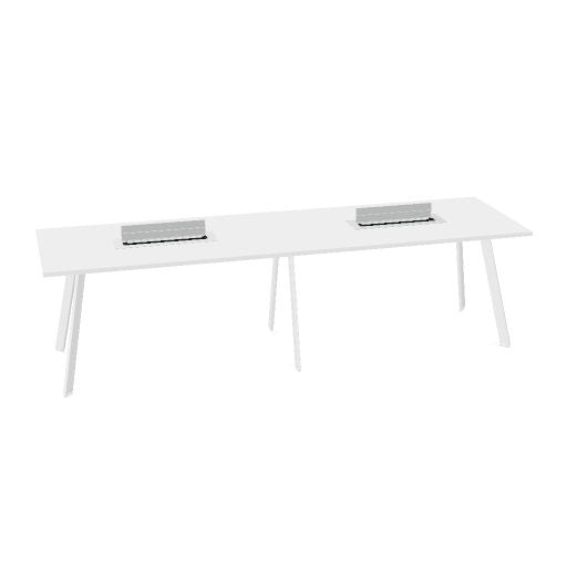 AXY Konferenztisch | 2800-4800 mm, drei Gestellvarianten, optionale Mediabox