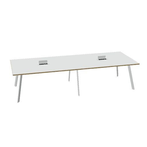 AXY Konferenztisch | 2800-4800 mm, drei Gestellvarianten, optionale Mediabox