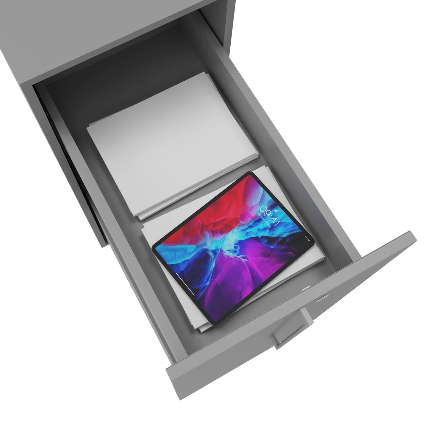 BOXI Cabinet pharmacien | 3 tiroirs, 420 x 800 mm, gris perlé