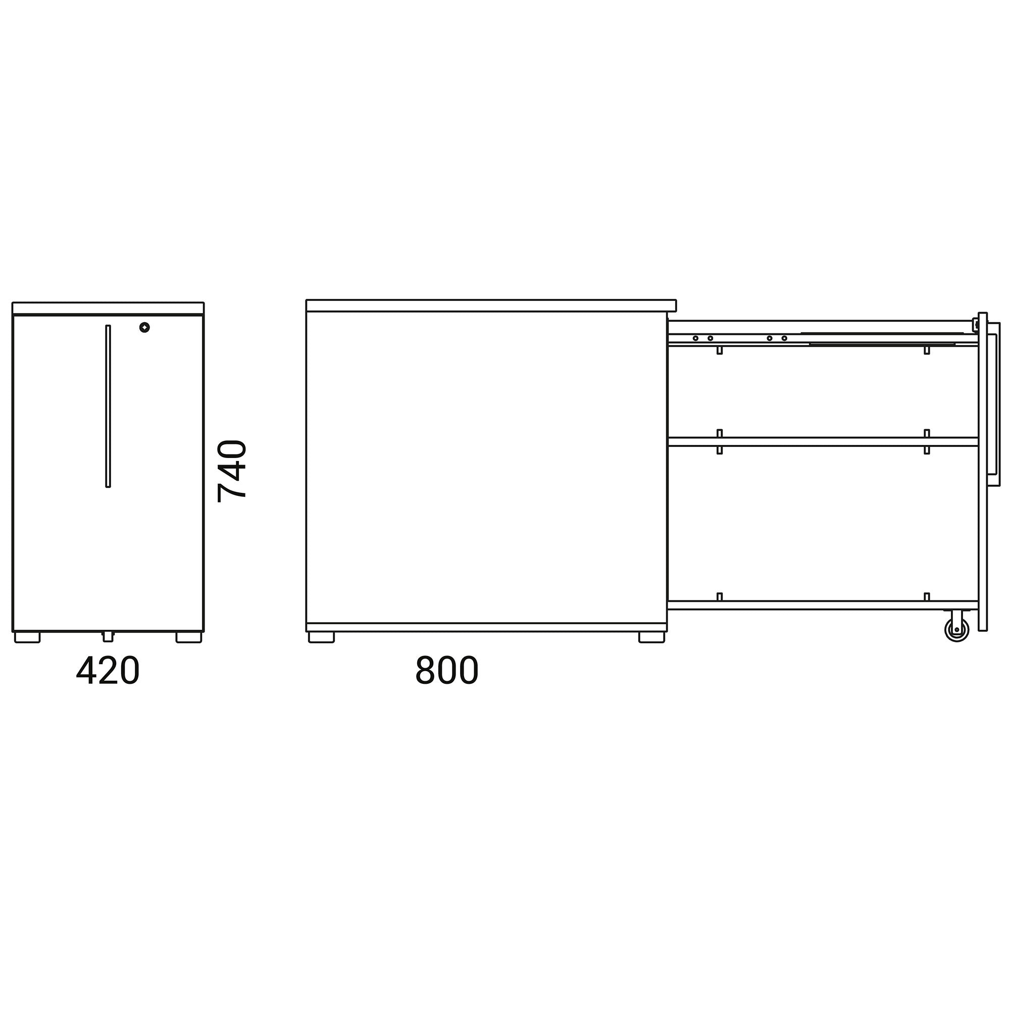 BOXI Cabinet pharmacien | 2 tiroirs, 420 x 800 mm, érable