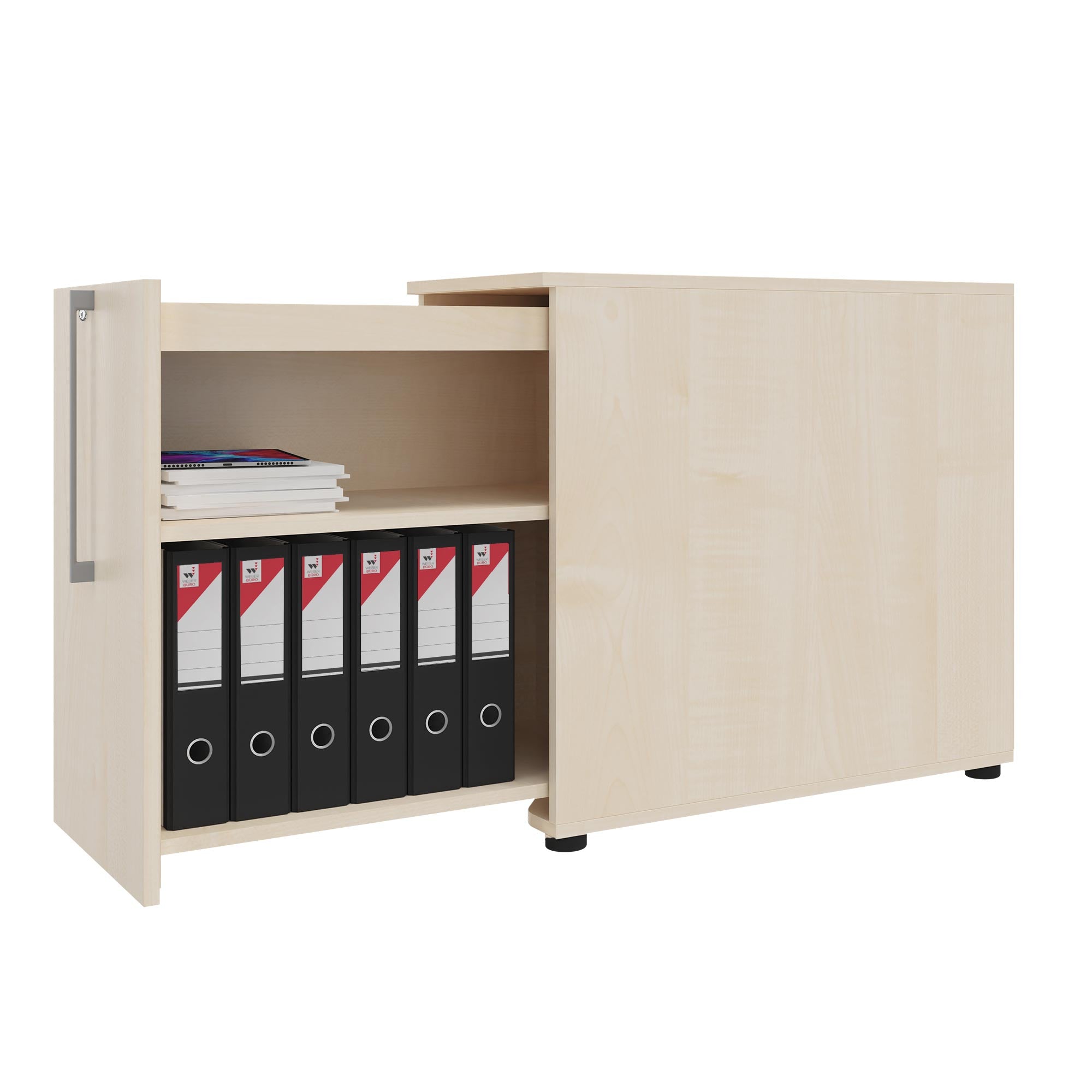 BOXI Cabinet pharmacien | 2 tiroirs, 420 x 800 mm, érable