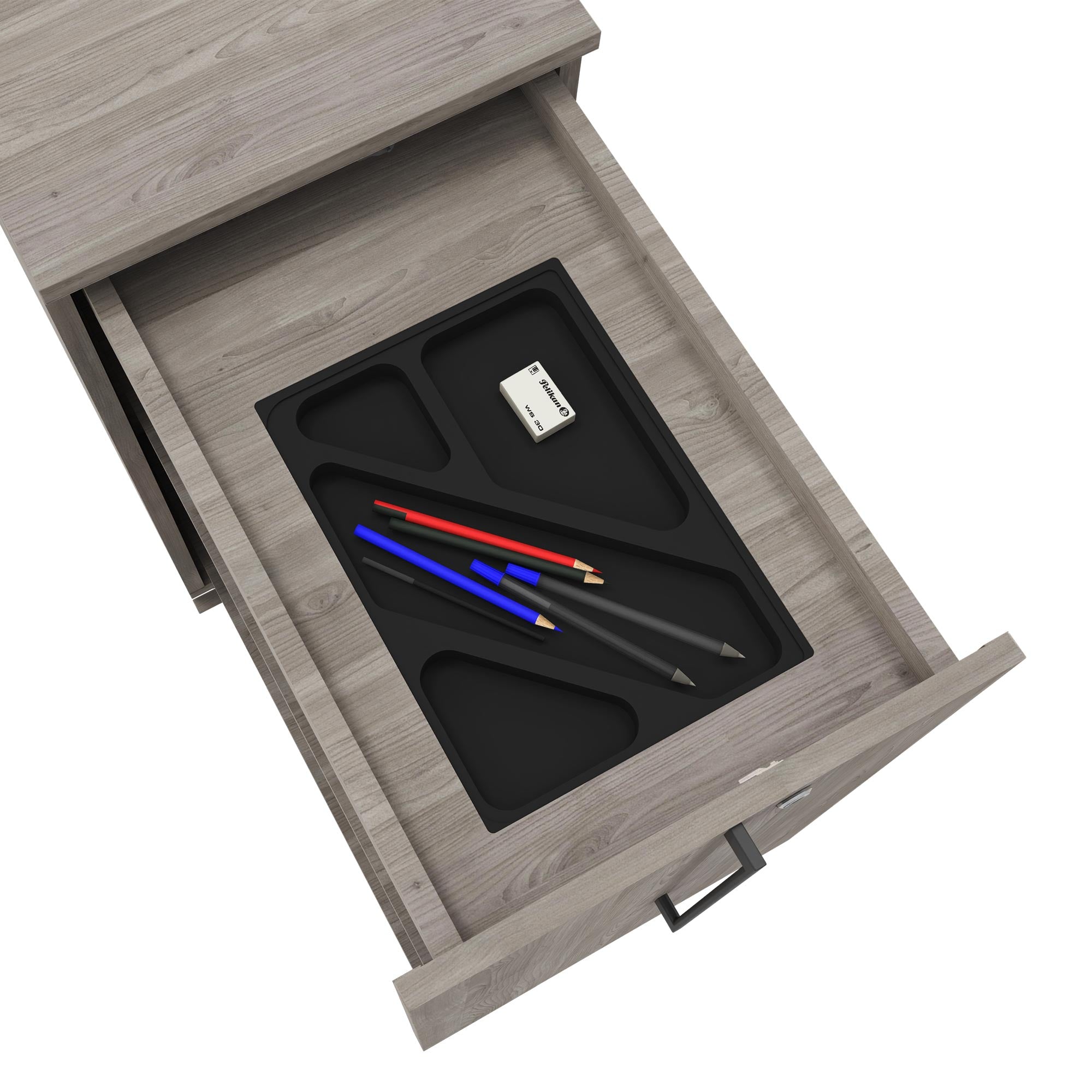 BOXI Cabinet pharmacien | 2 tiroirs, 420 x 800 mm, gris de chêne nord