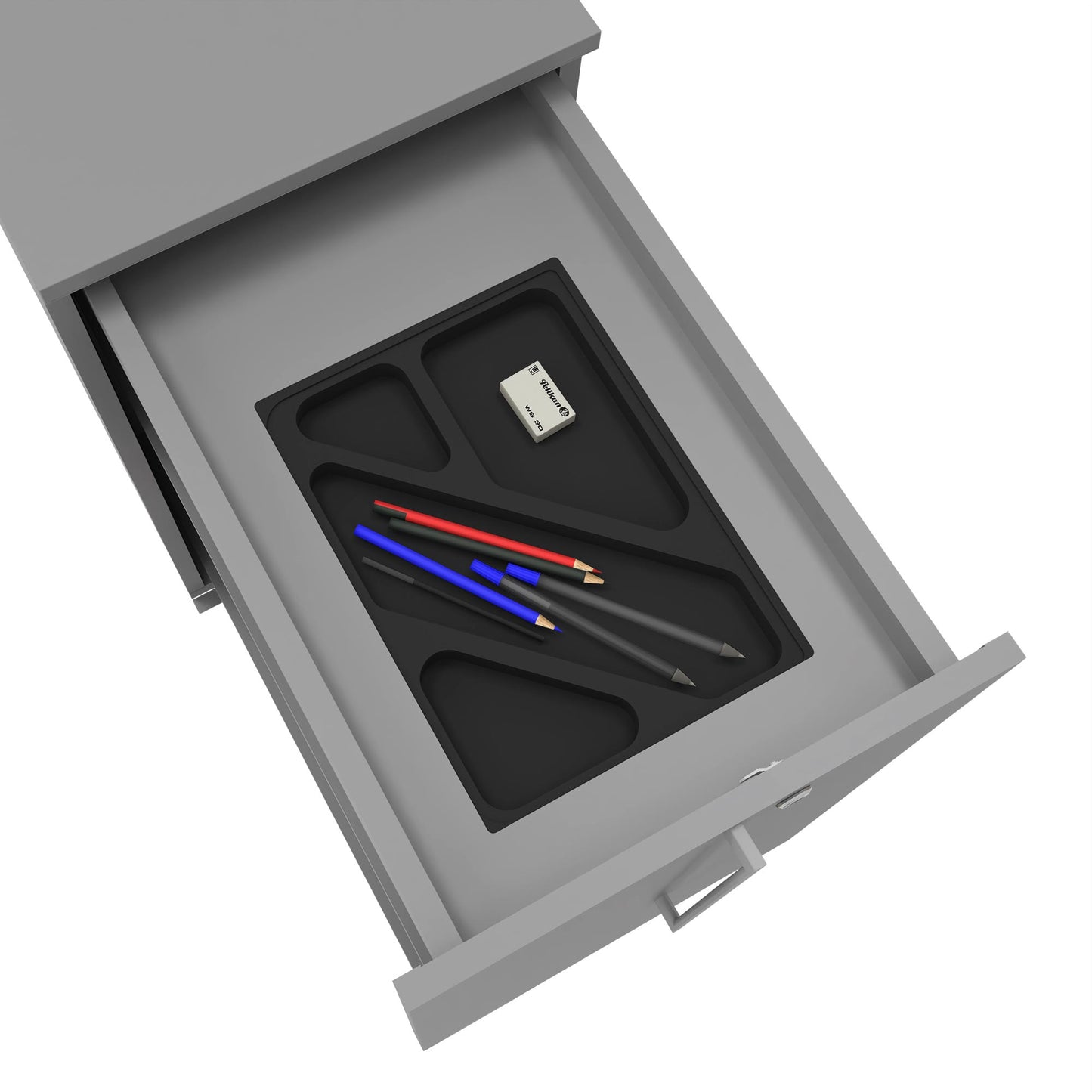 BOXI Cabinet pharmacien | 2 tiroirs, 420 x 800 mm, gris perlé