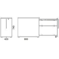 BOXI Cabinet pharmacien | 2 tiroirs, 420 x 800 mm, gris perlé