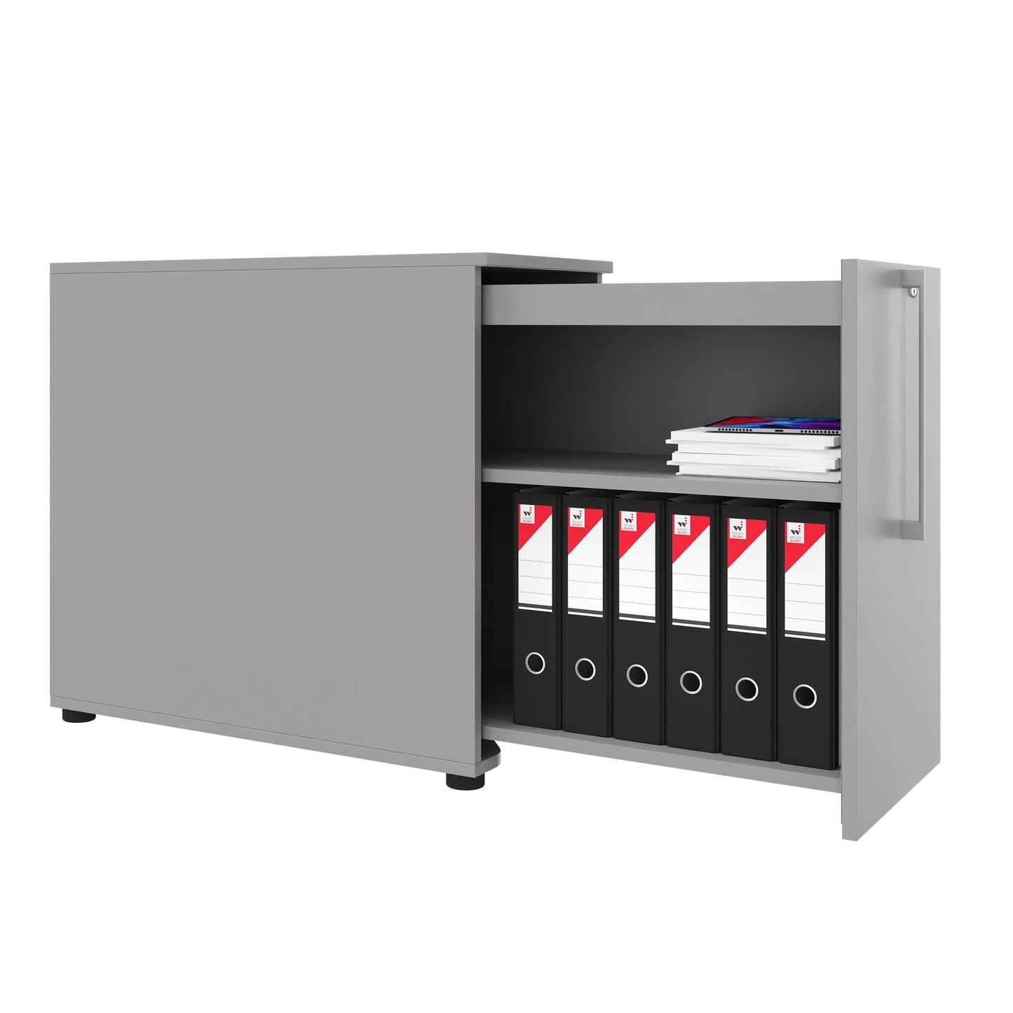 BOXI Cabinet pharmacien | 2 tiroirs, 420 x 800 mm, gris perlé